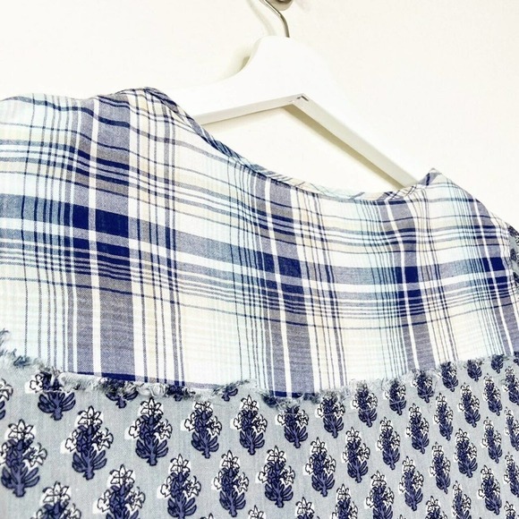 Altar'd State Frayed Tiered Plaid Floral Blouse - Picture 8 of 9